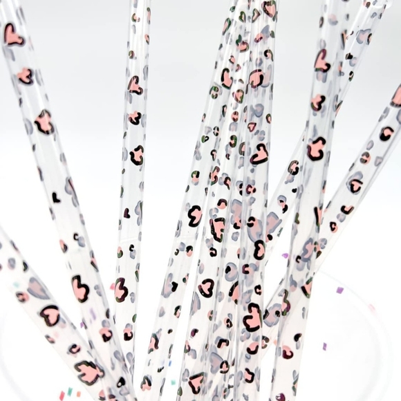 Leopard Heart Reusable Straws - 10 pack - Picture 3 of 4